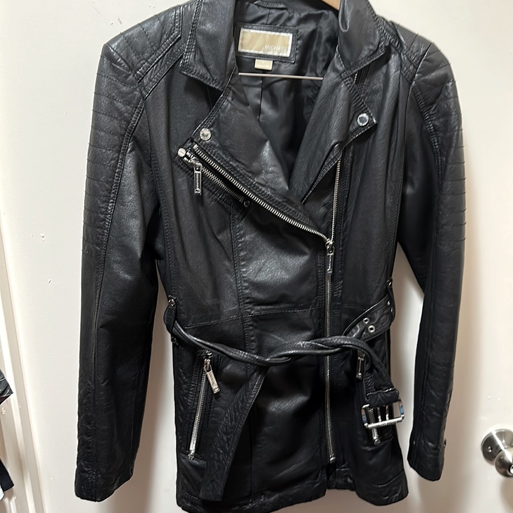 Michael Kors Black REAL Leather Jacket - M - Picture 2 of 6